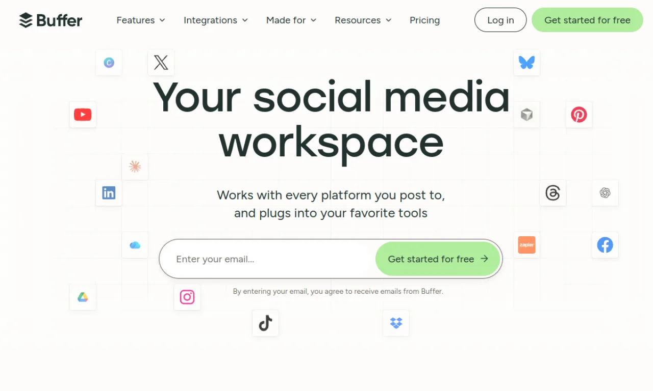 Screenshot of Buffer website