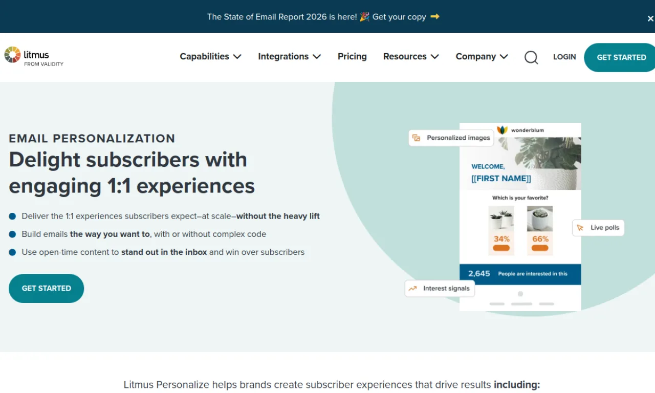 Screenshot of Litmus Personalize (Kickdynamic) website