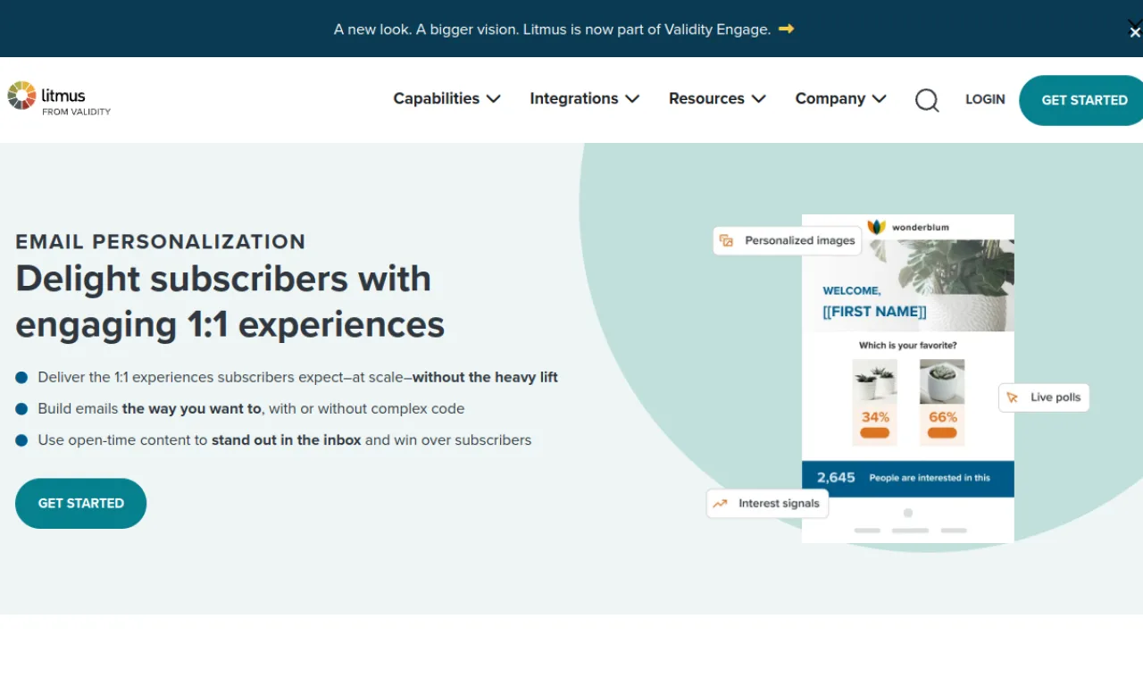 Screenshot of Litmus Personalize (Kickdynamic) website