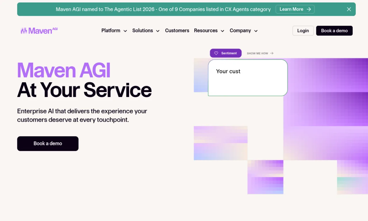 Screenshot of Maven AGI website