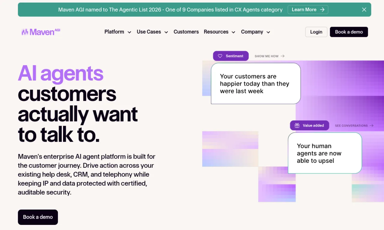 Screenshot of Maven AGI website