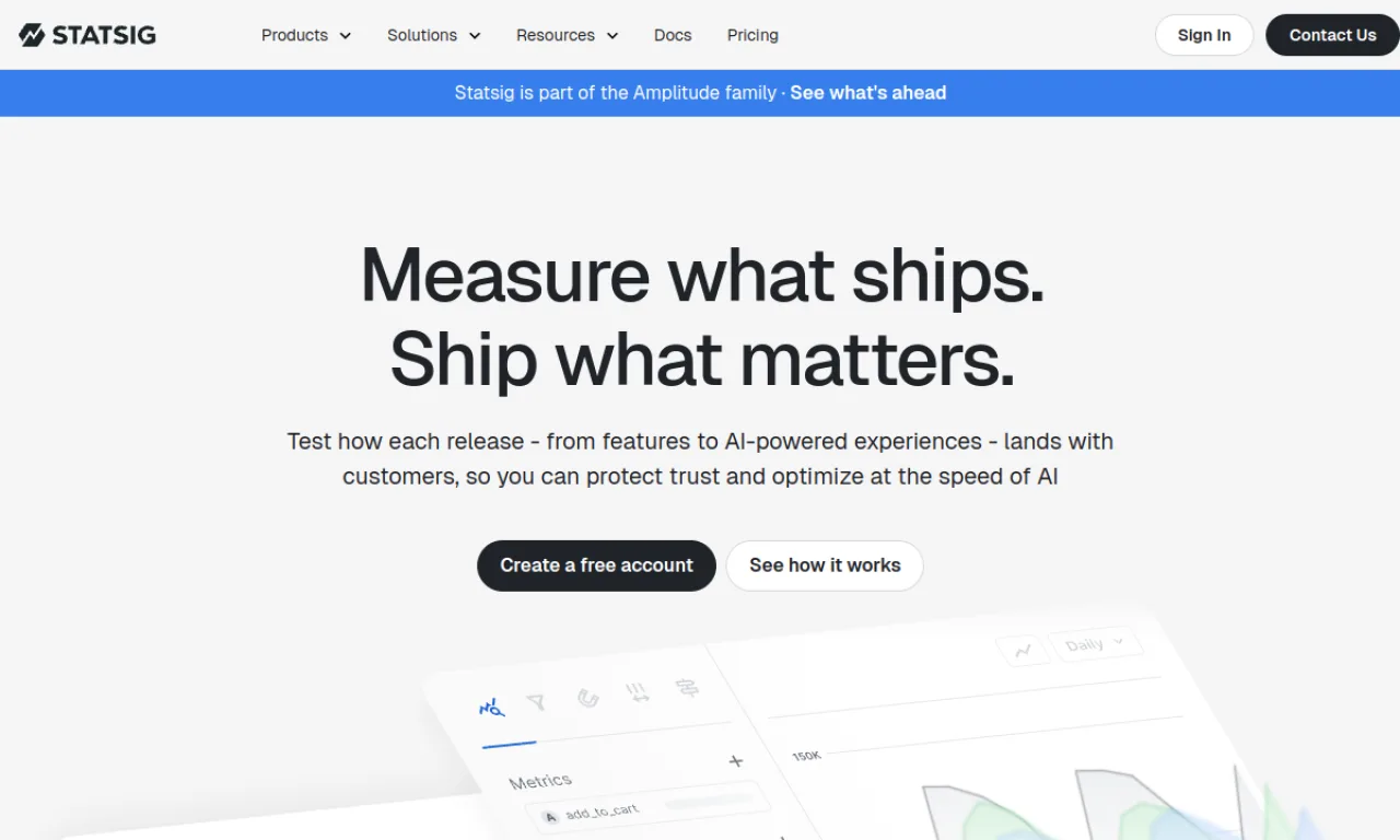 Screenshot of Statsig website