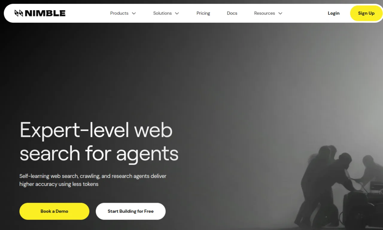 Screenshot of Nimble (data) website