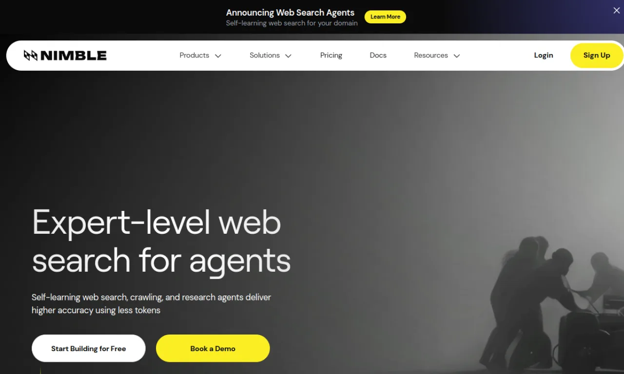 Screenshot of Nimble (data) website