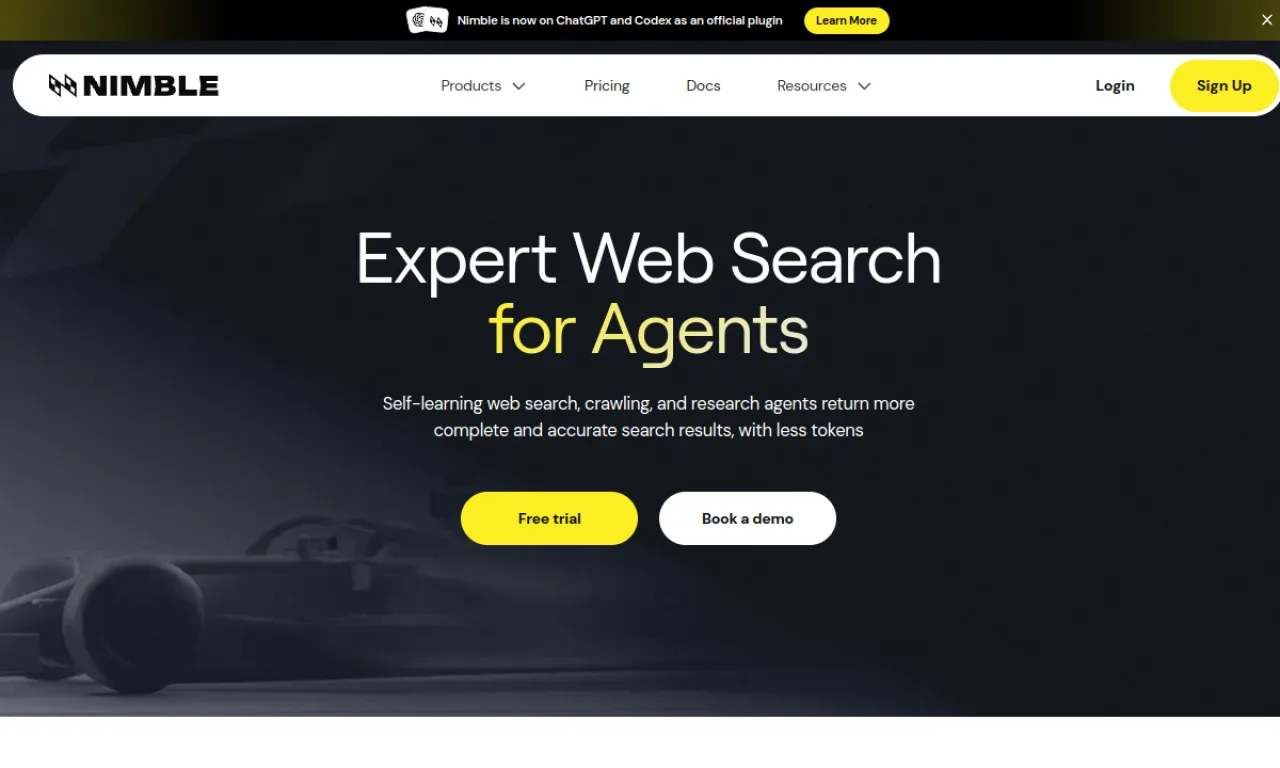 Screenshot of Nimble (data) website