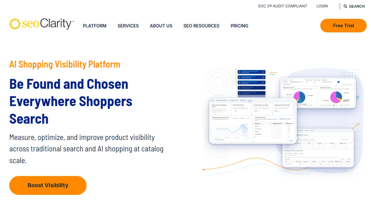 Screenshot of seoClarity website