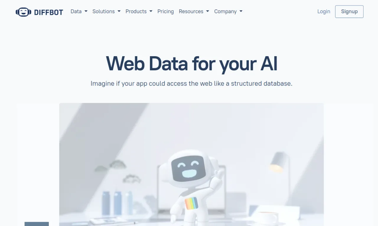 Screenshot of Diffbot website