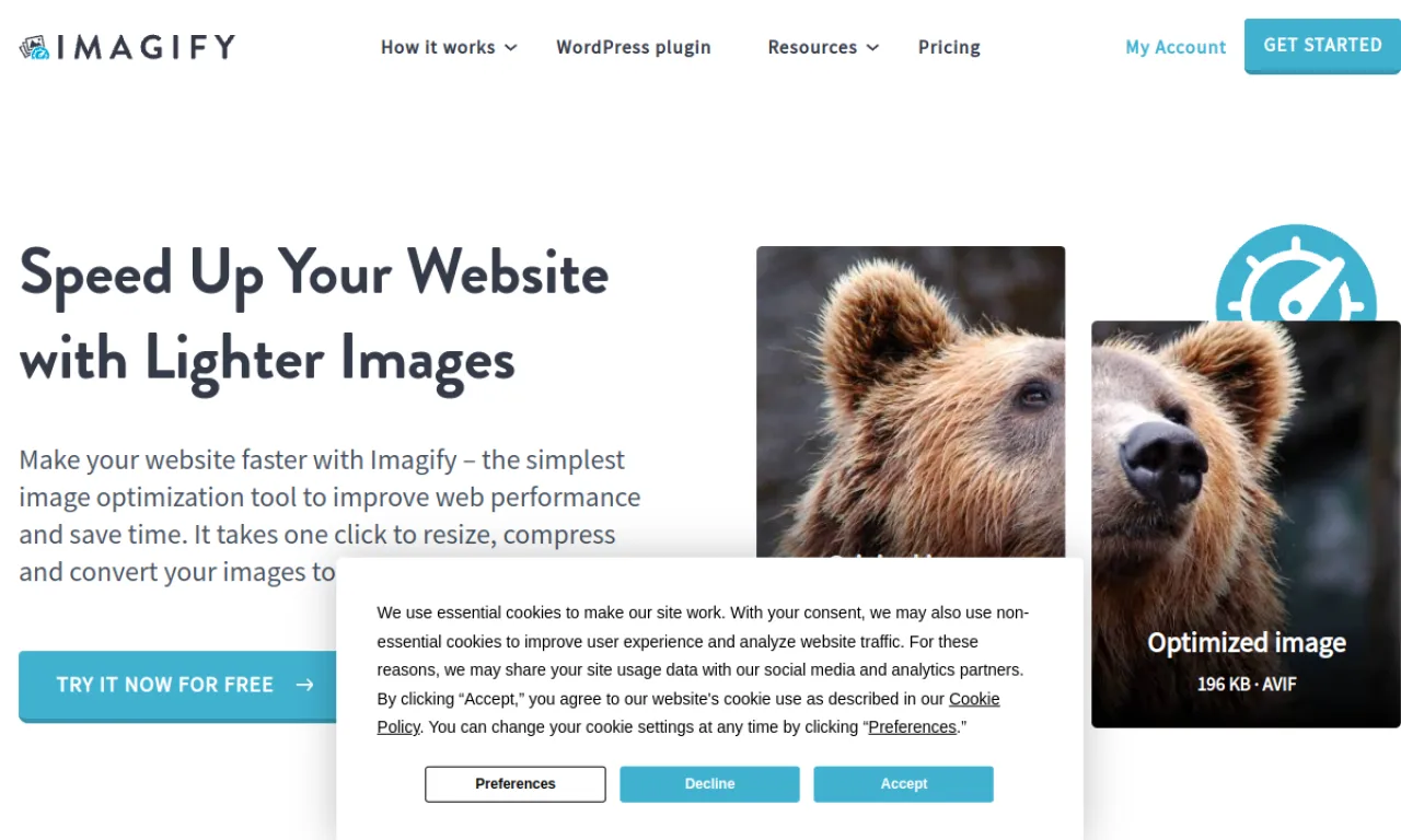 Screenshot of Smush / Imagify website