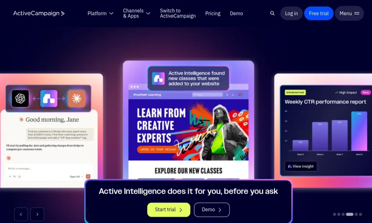 Screenshot of ActiveCampaign website