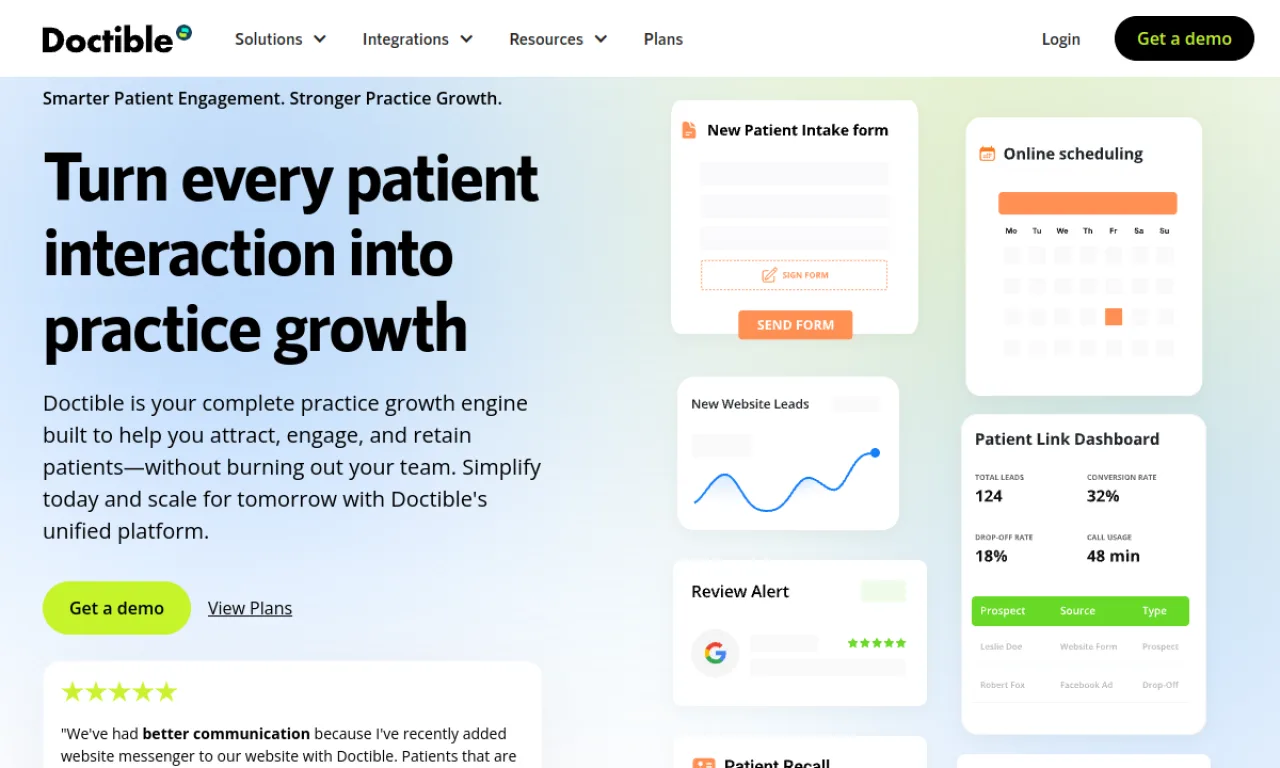 Screenshot of Doctible website