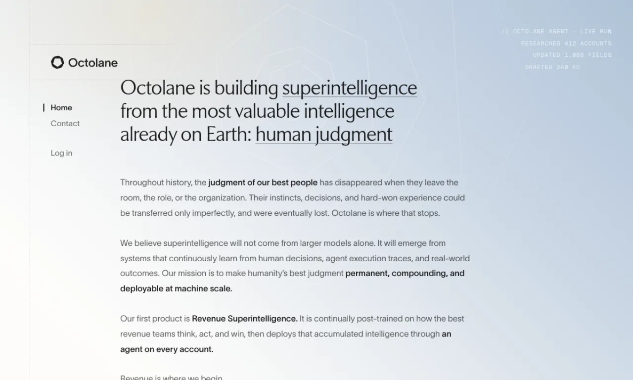 Screenshot of Octolane website