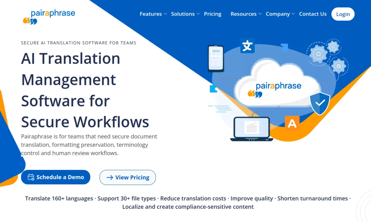 Screenshot of Pairaphrase website