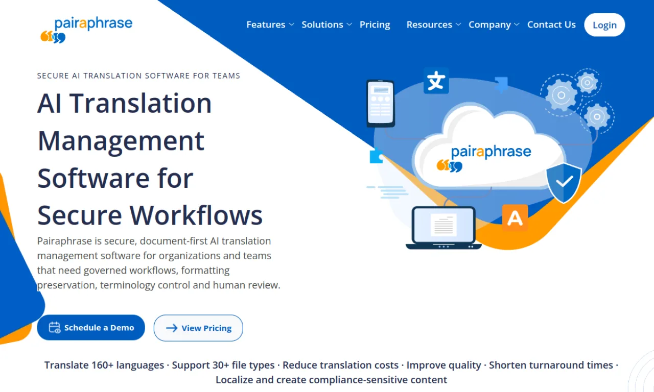 Screenshot of Pairaphrase website