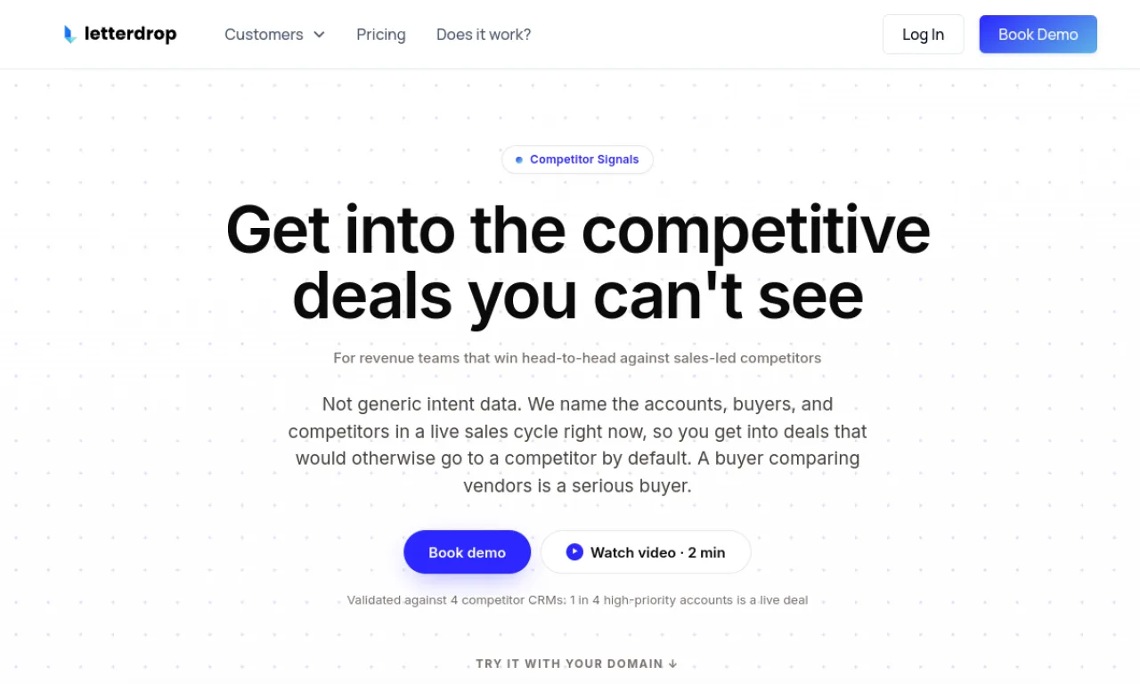 Screenshot of Letterdrop website