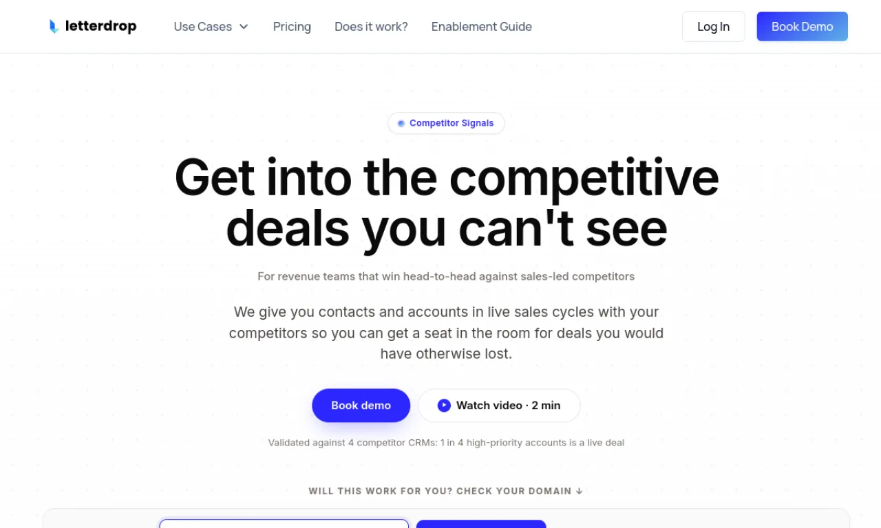 Screenshot of Letterdrop website