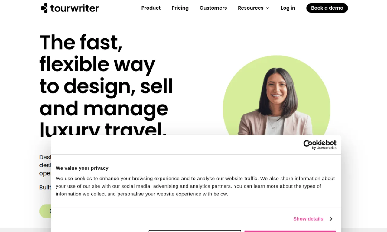 Screenshot of Tourwriter website