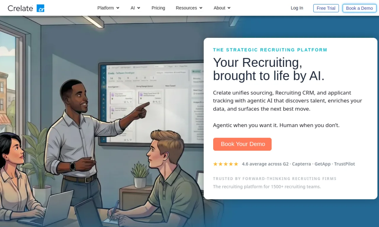 Screenshot of Crelate website
