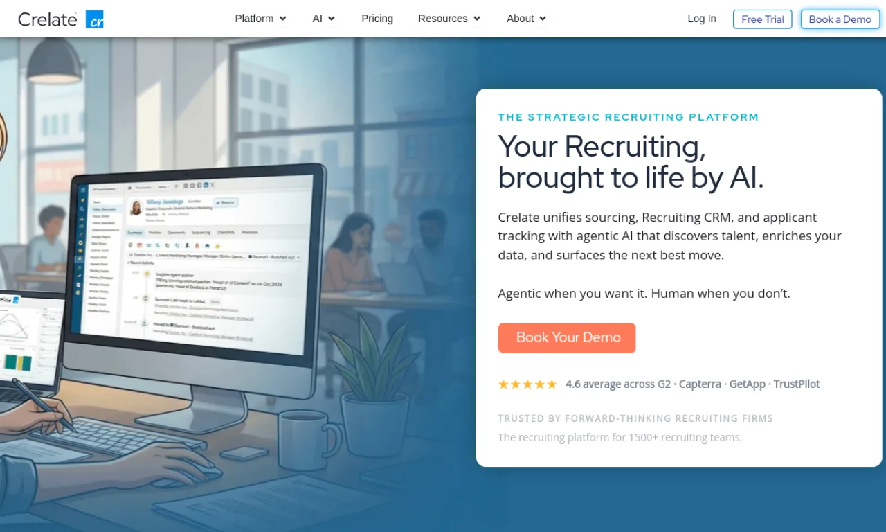 Screenshot of Crelate website