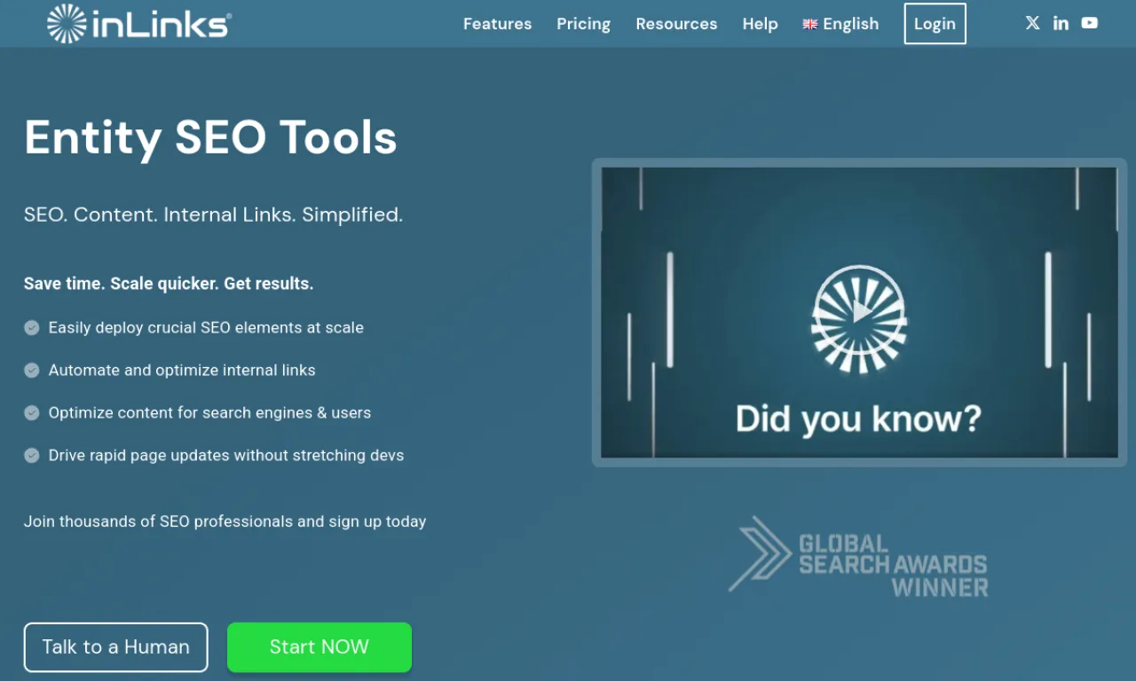 Screenshot of InLinks website