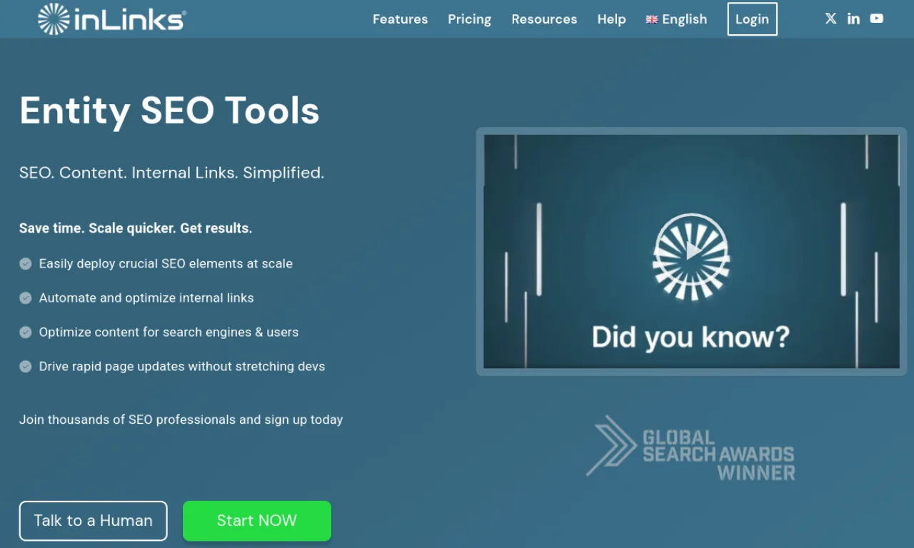 Screenshot of InLinks website