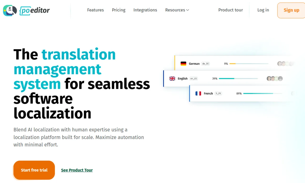Screenshot of POEditor website