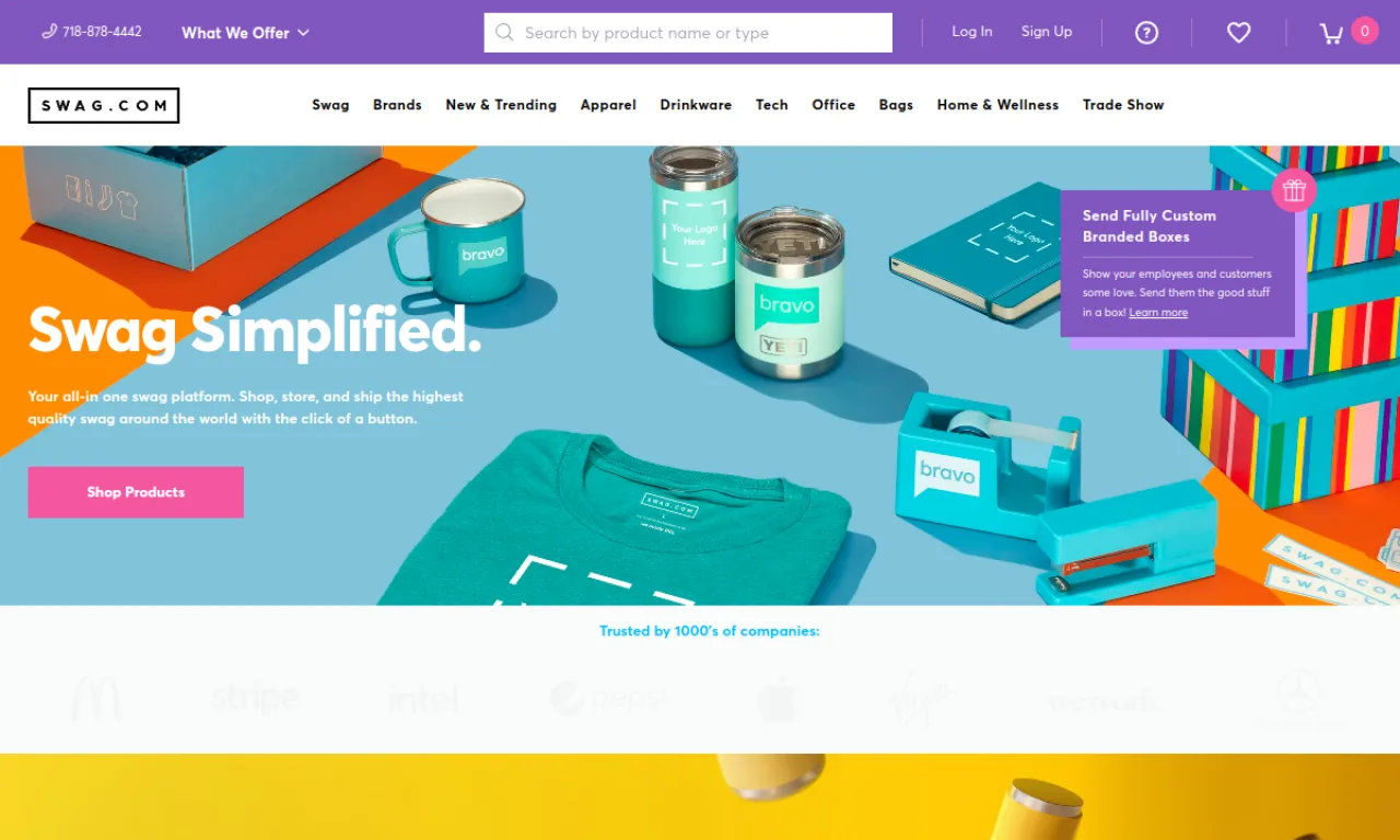 Screenshot of Swag.com (Custom Ink) website