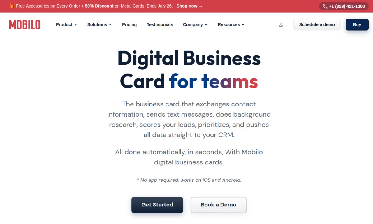 Screenshot of Mobilo website