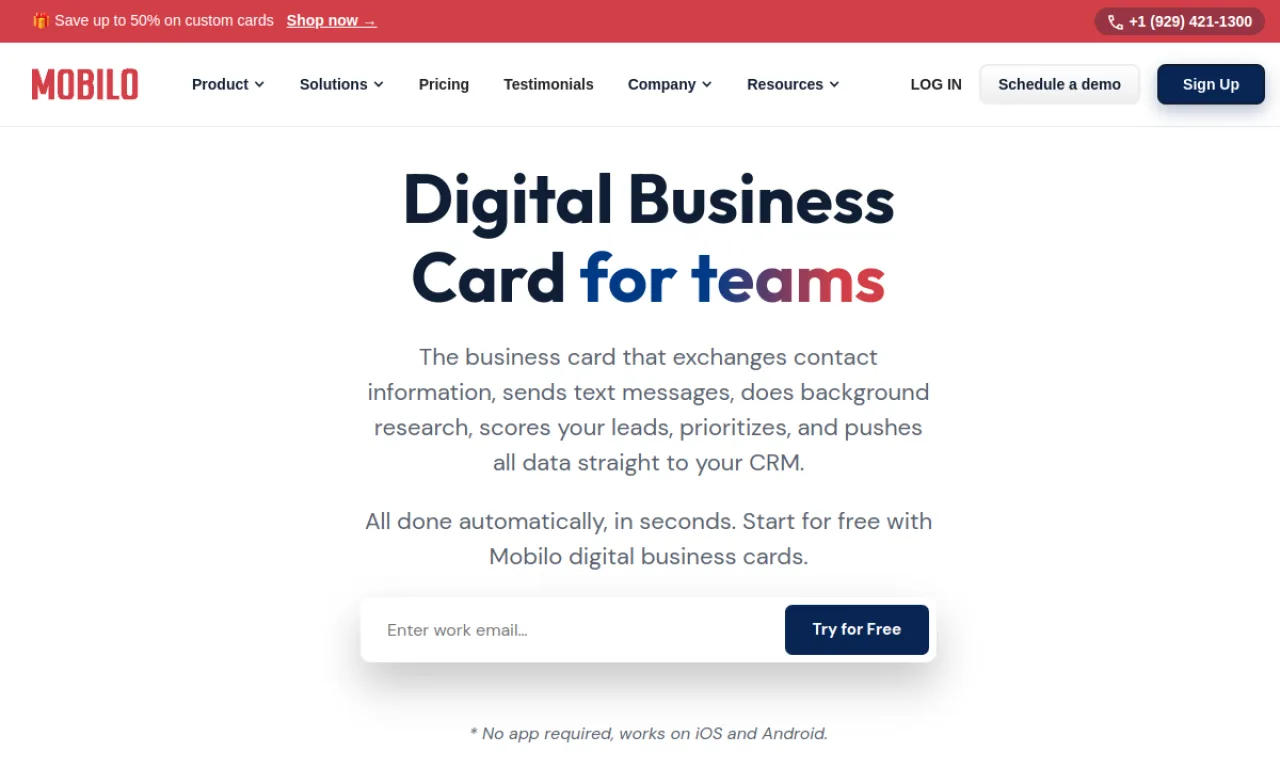 Screenshot of Mobilo website