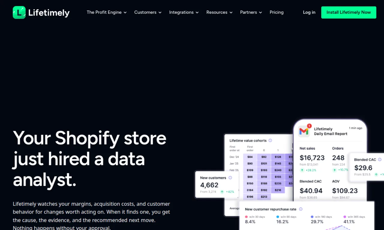 Screenshot of Lifetimely (AMP) website