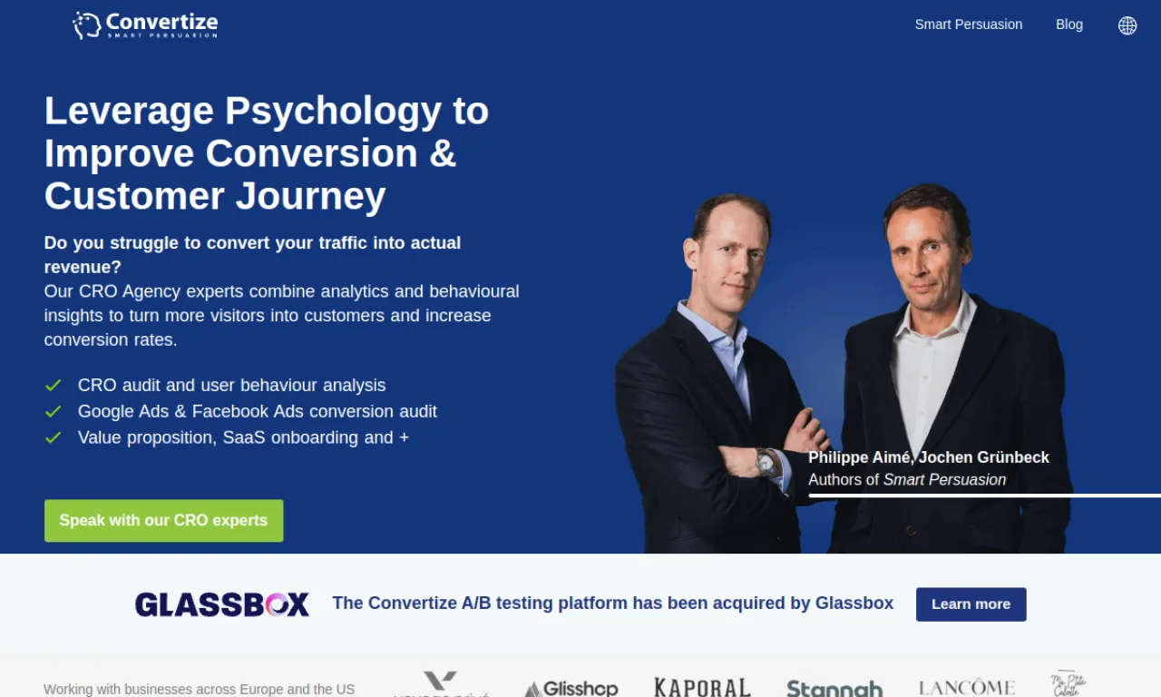 Screenshot of Convertize website