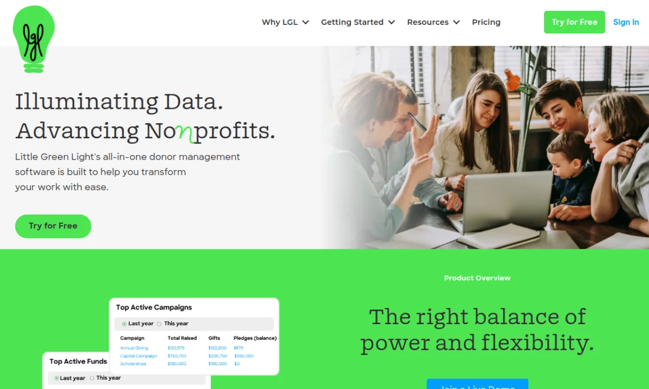 Screenshot of Little Green Light website