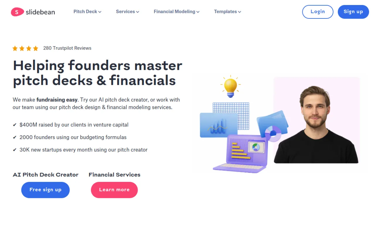 Screenshot of Slidebean website