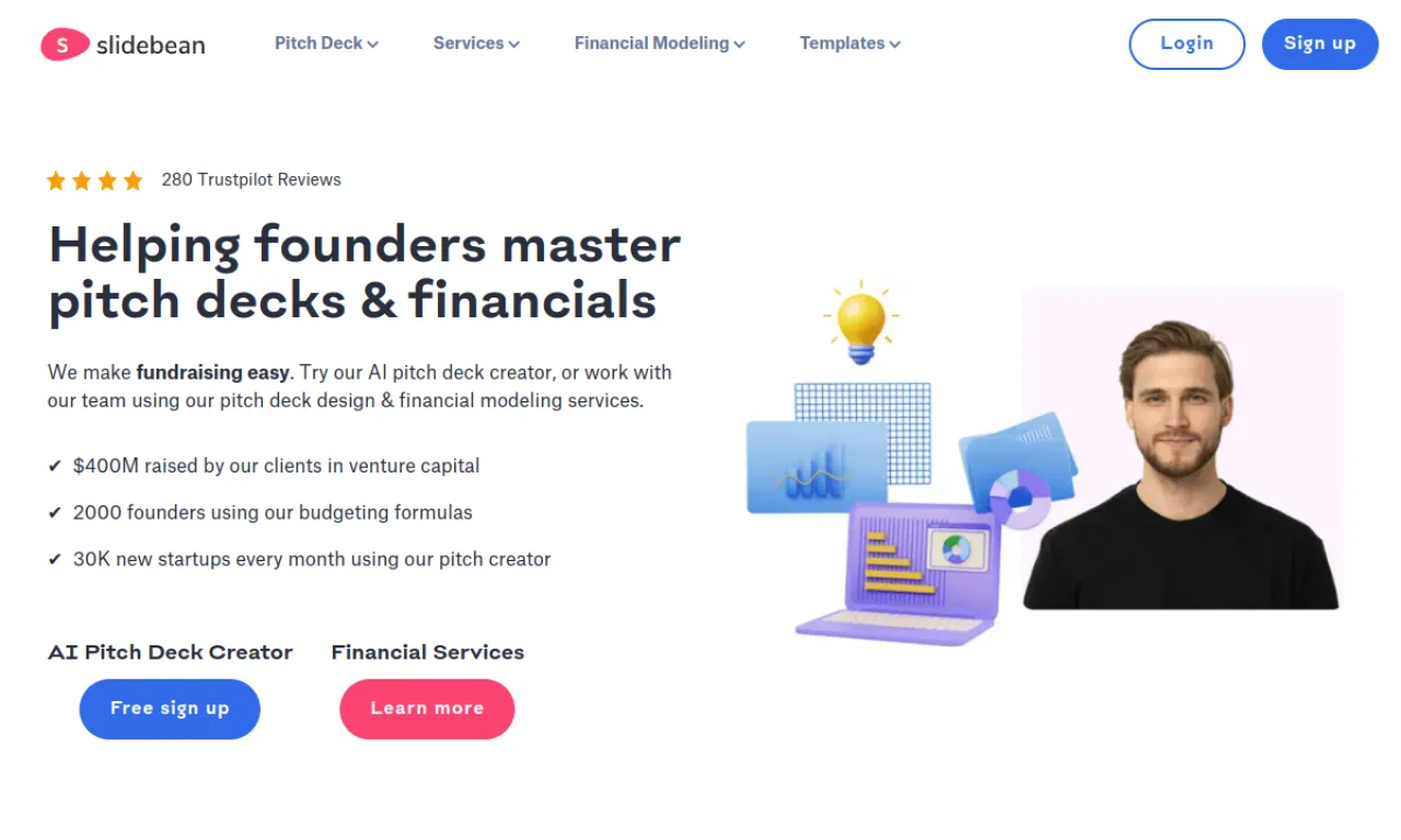 Screenshot of Slidebean website
