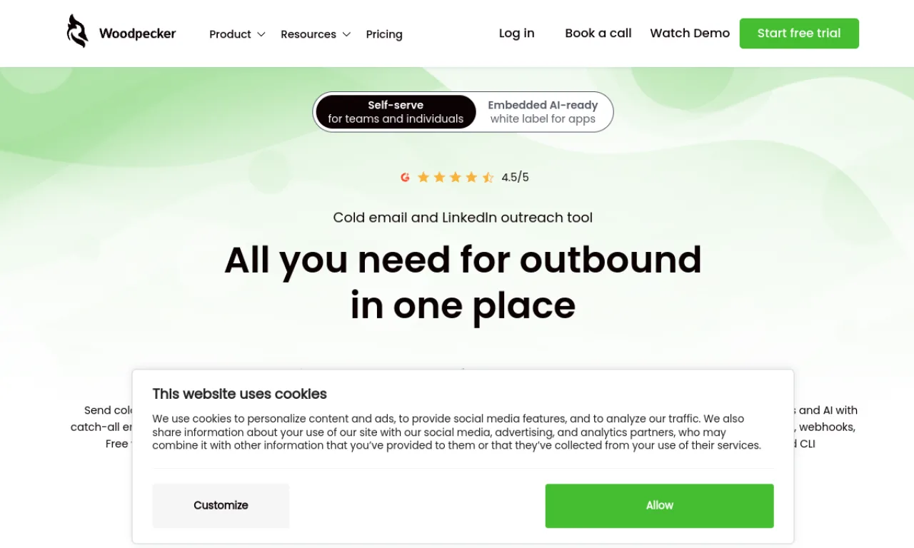 Screenshot of Woodpecker website