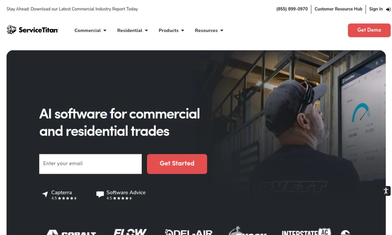 Screenshot of ServiceTitan Marketing Pro website