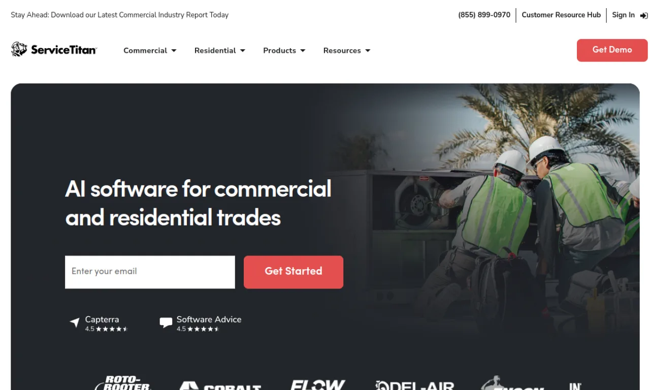 Screenshot of ServiceTitan Marketing Pro website