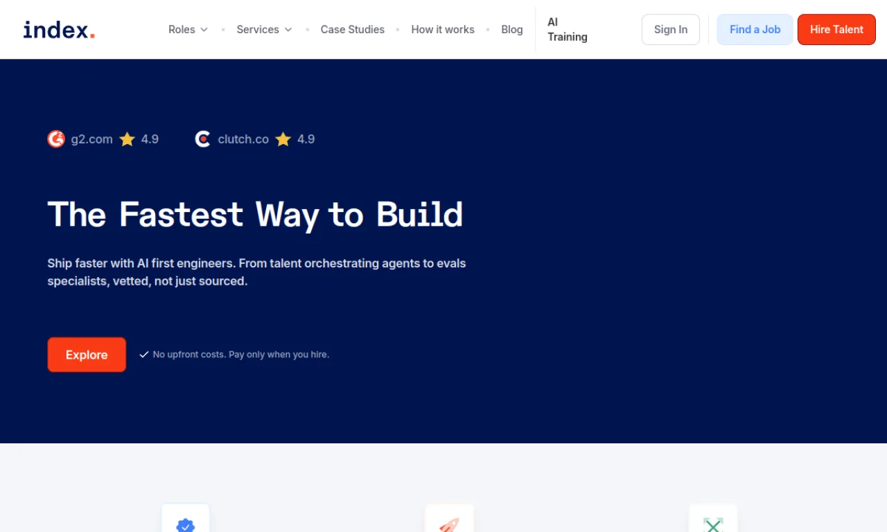 Screenshot of Index Dev website