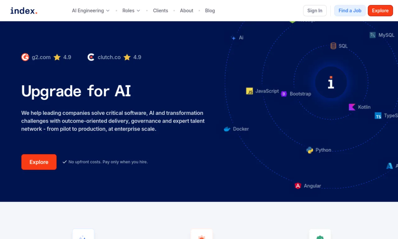Screenshot of Index Dev website